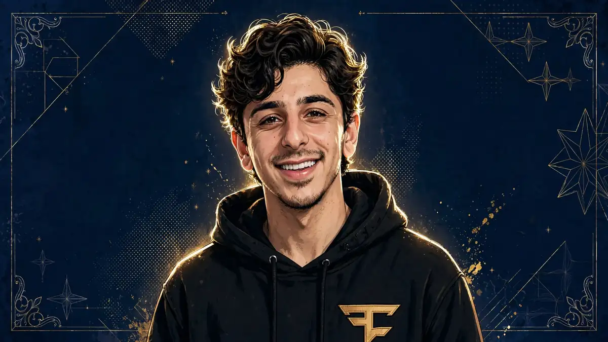 FaZe Rug, YouTube star and former FaZe Clan co-owner, stylized editorial illustration portrait
