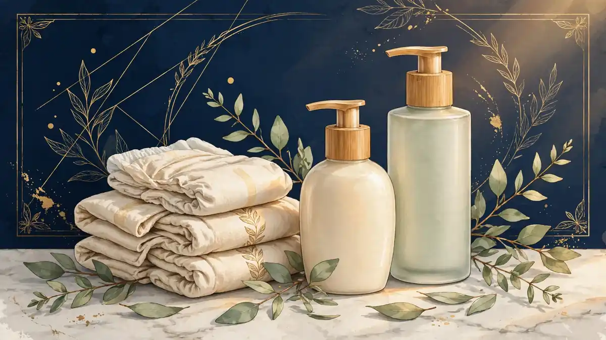 Illustration of eco-friendly baby and beauty products representing The Honest Company