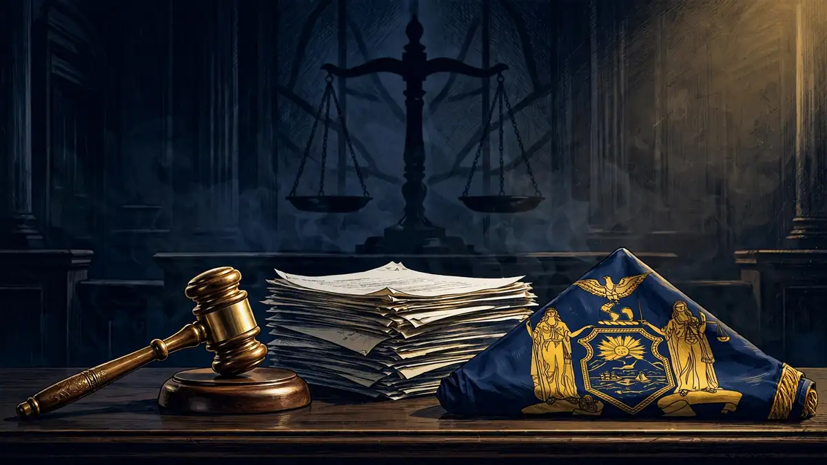 Illustration of a gavel and legal documents