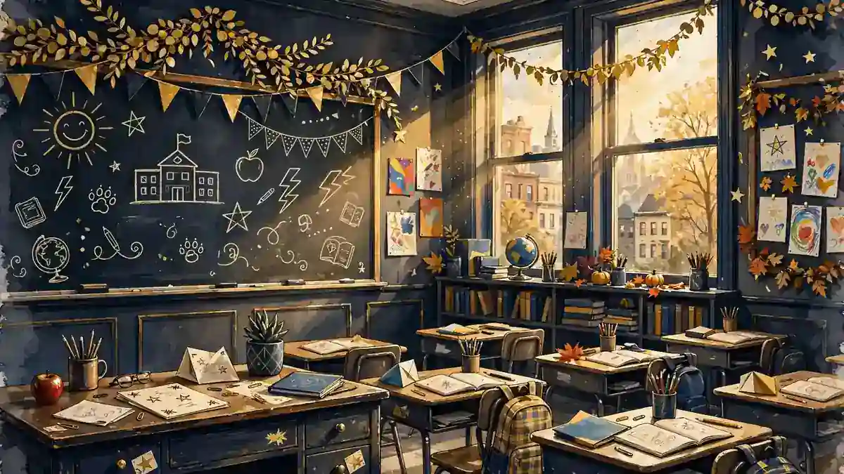 Illustration of a Philadelphia public school classroom inspired by Abbott Elementary