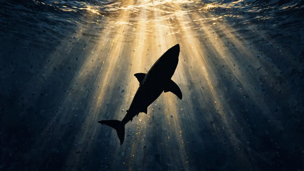 Great white shark illustration representing Jaws, Richard Dreyfuss's breakthrough film