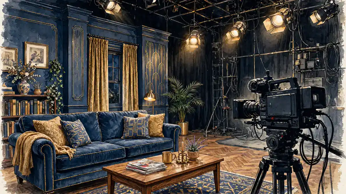 Nostalgic 1990s television sitcom studio set evoking Tisha Campbell's Martin era